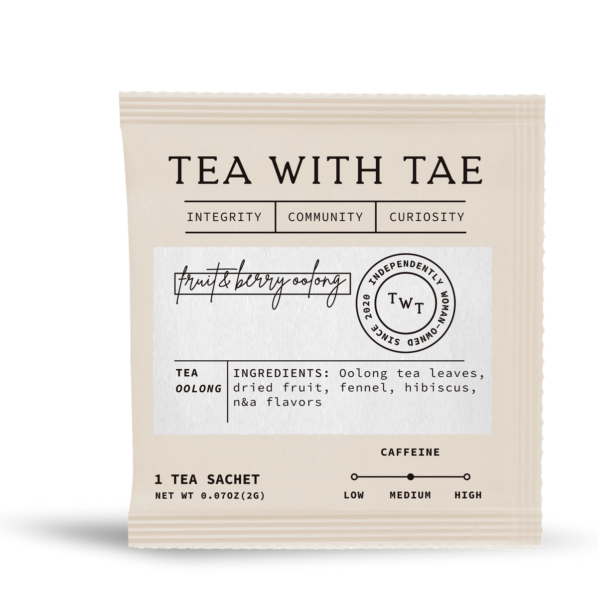 Tea with Tae Fruit and Berry Oolong individually wrapped tea bag