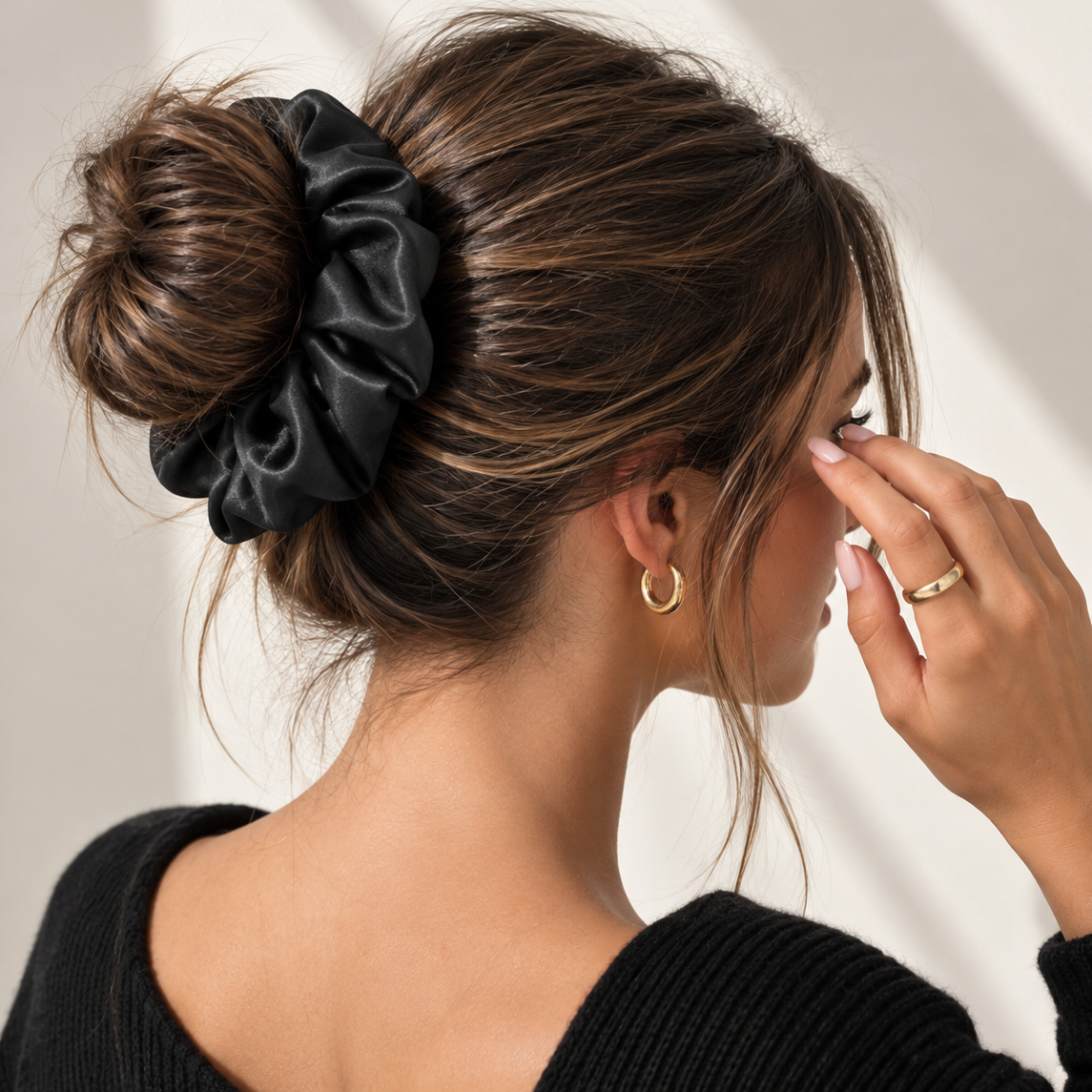 Black large hair scrunchie