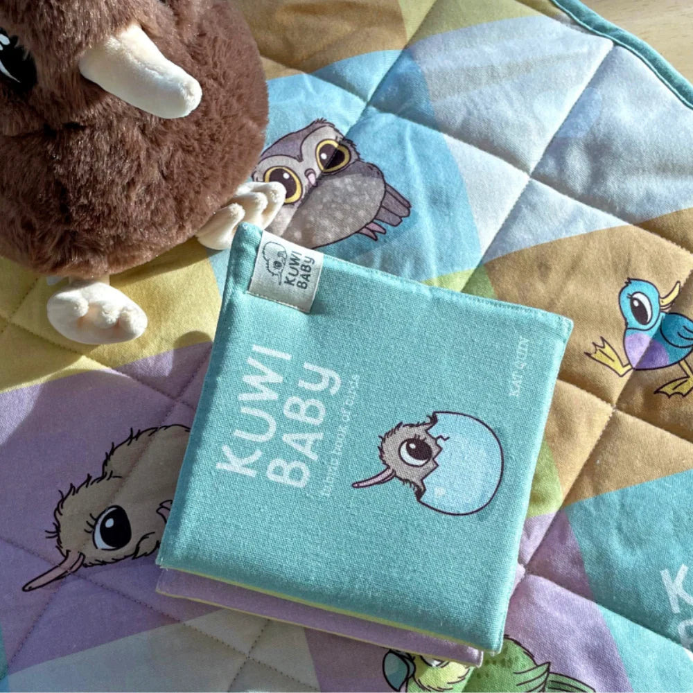 Kuwi Baby Fabric Book of Birds by Kat Quin featuring New Zealand native birds