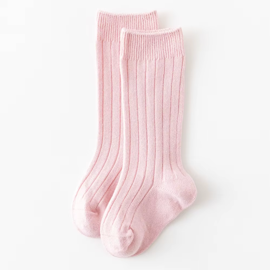 Flow + Fox Rosebud knee high baby socks in soft ribbed cotton