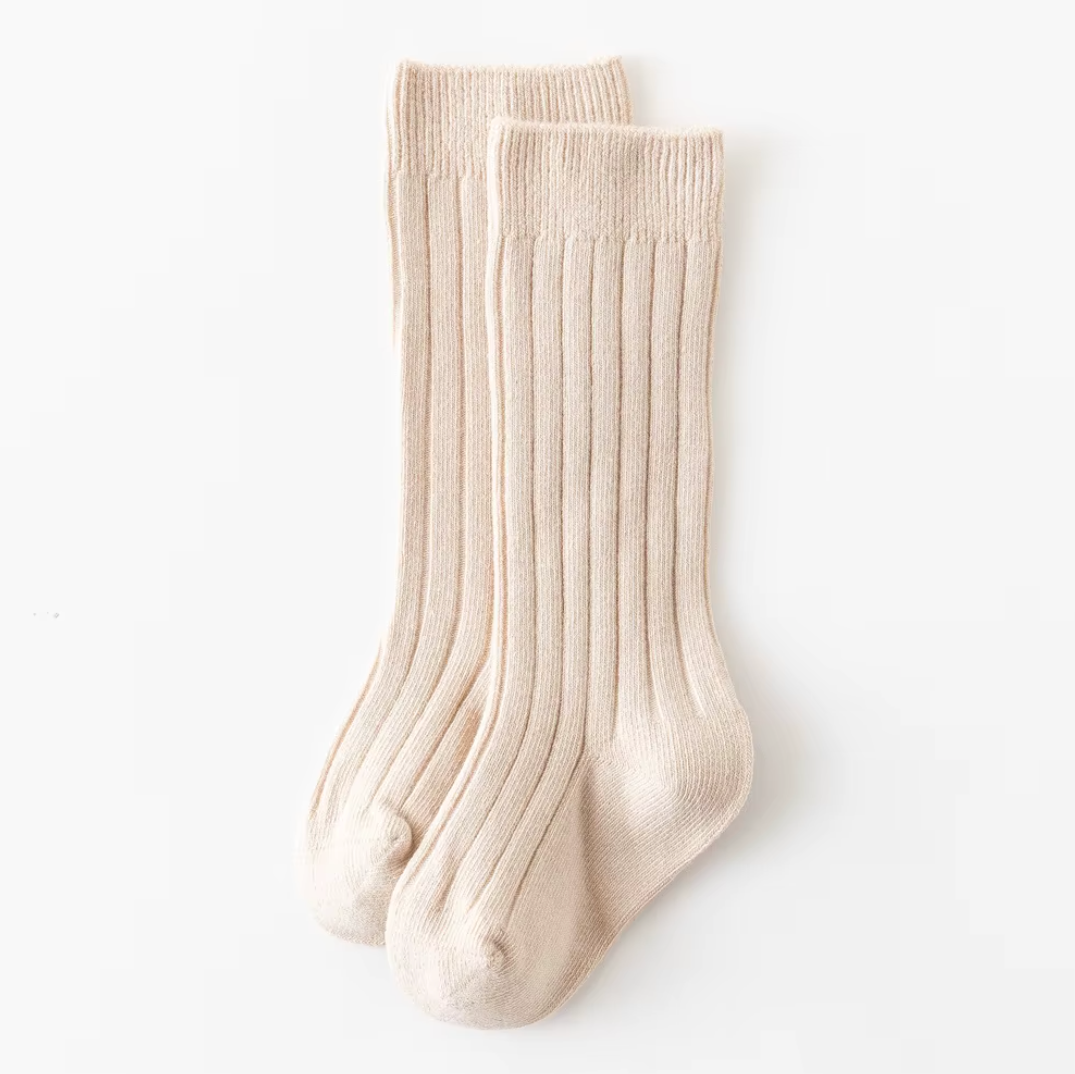 Flow + Fox knee high baby socks in soft ribbed cotton