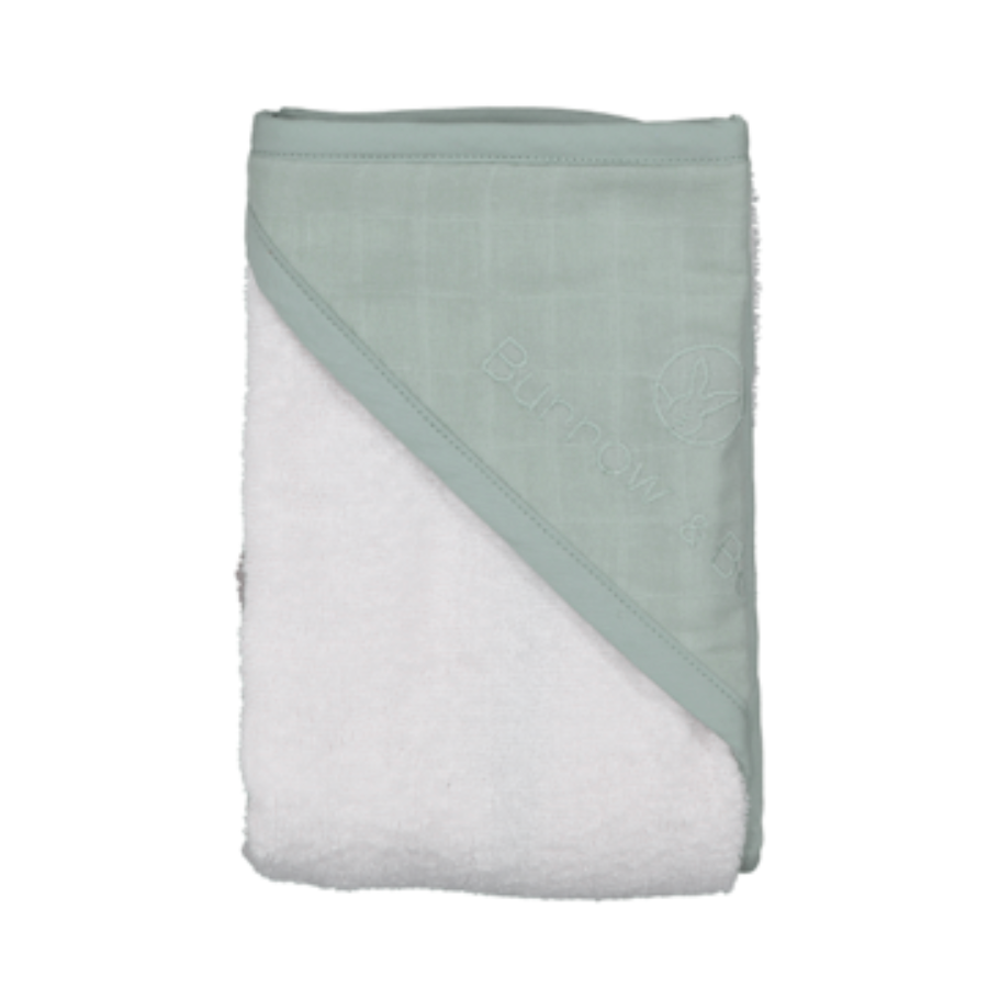 Baby hooded towel // sage - gift box nz