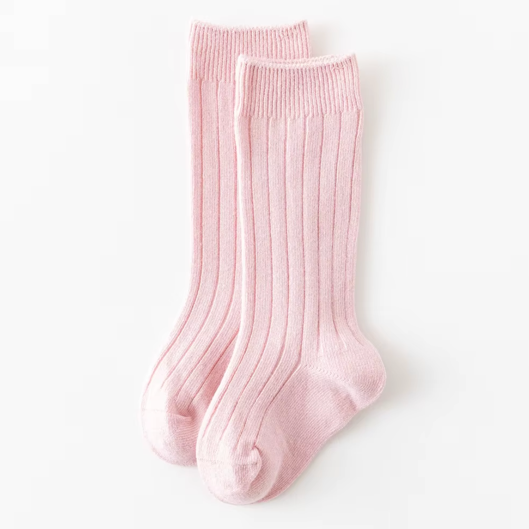 Flow + Fox Rosebud knee high baby socks in soft ribbed cotton