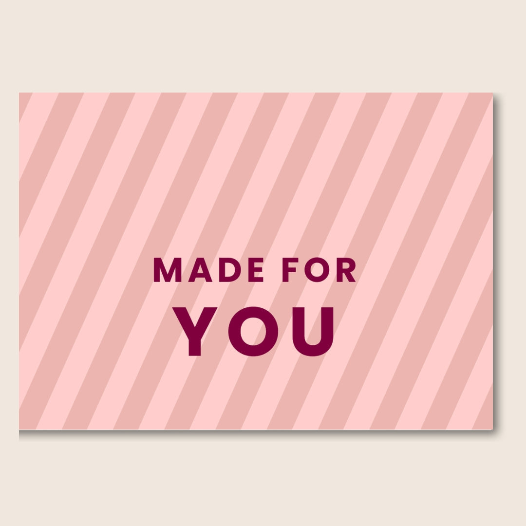 Made for you pink stripe card - gift box nz