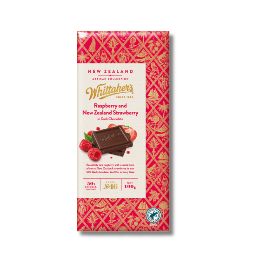 Whittaker’s Raspberry & Strawberry Dark Chocolate 50% | NZ Made