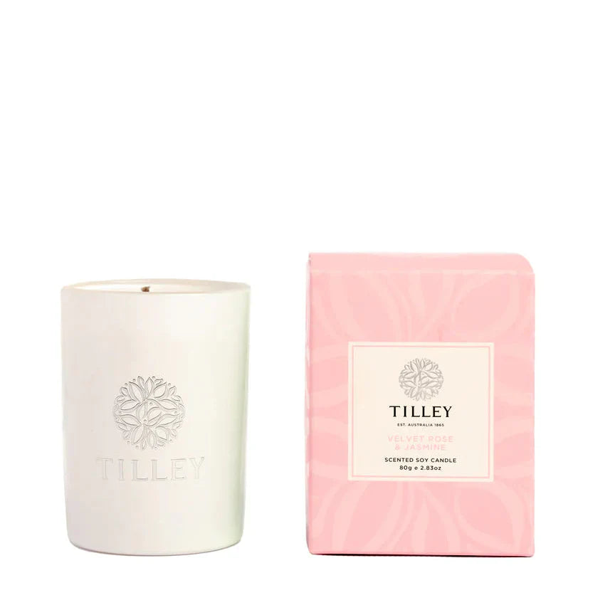 Rose & jasmine soy candle 80g - gift box nz