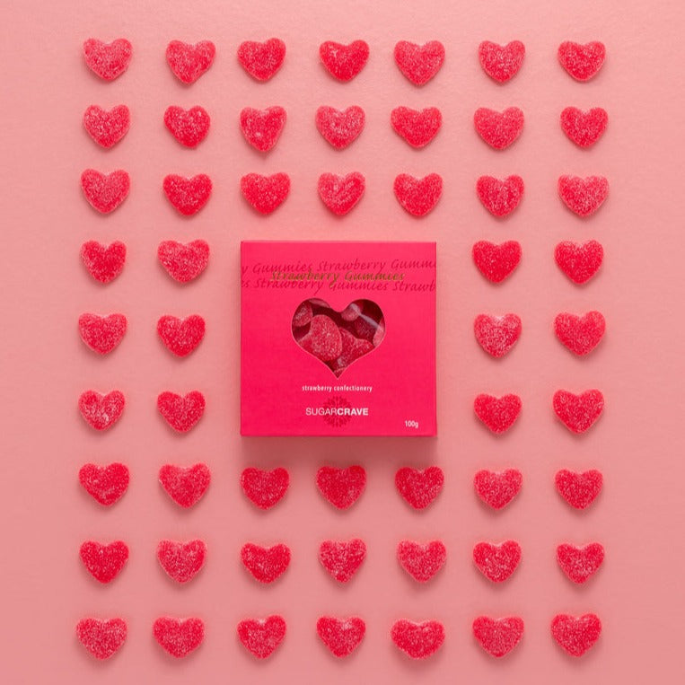 Strawberry heart gummies - gift box nz