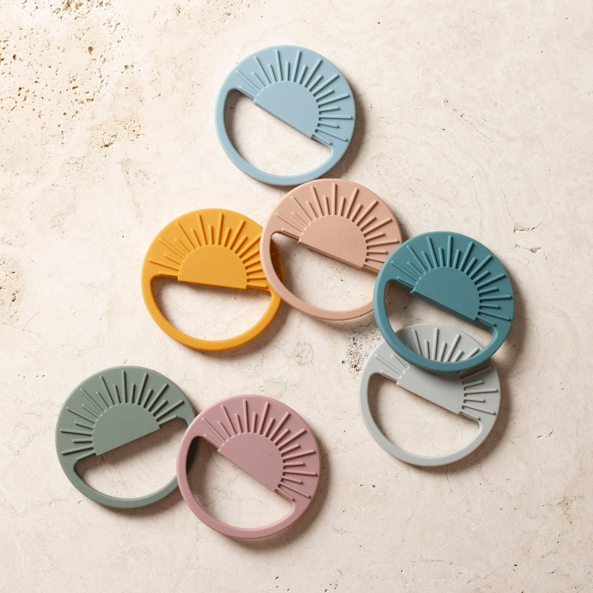 Sunburst baby teether // olive - gift box nz