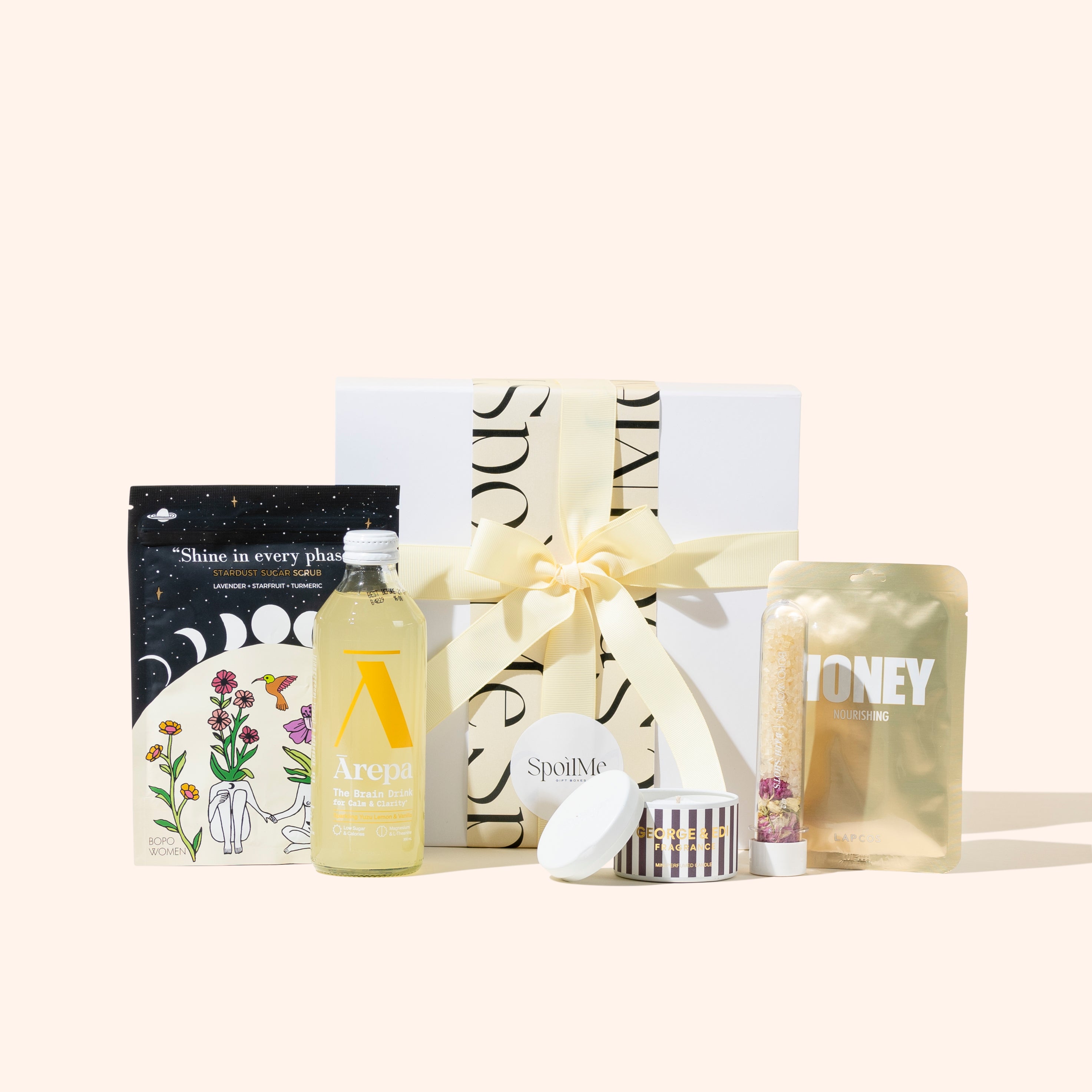 My I Do Crew bridesmaid gift box with candle, face mask, and pamper treats NZ