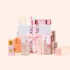 Pink Edit luxury gin and pamper gift box with blush pink products
