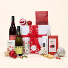Christmas wine hamper NZ with two bottles of wine and festive treats