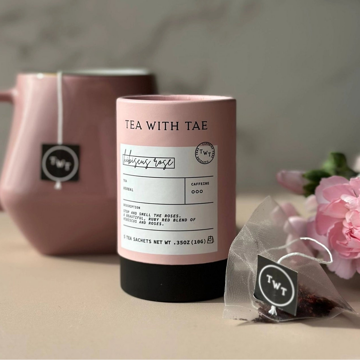 Hibiscus Rose herbal tea with hibiscus rose hips and cornflower petals