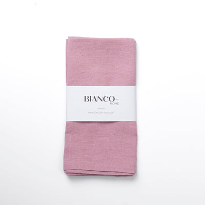 dusk pink linen tea towel