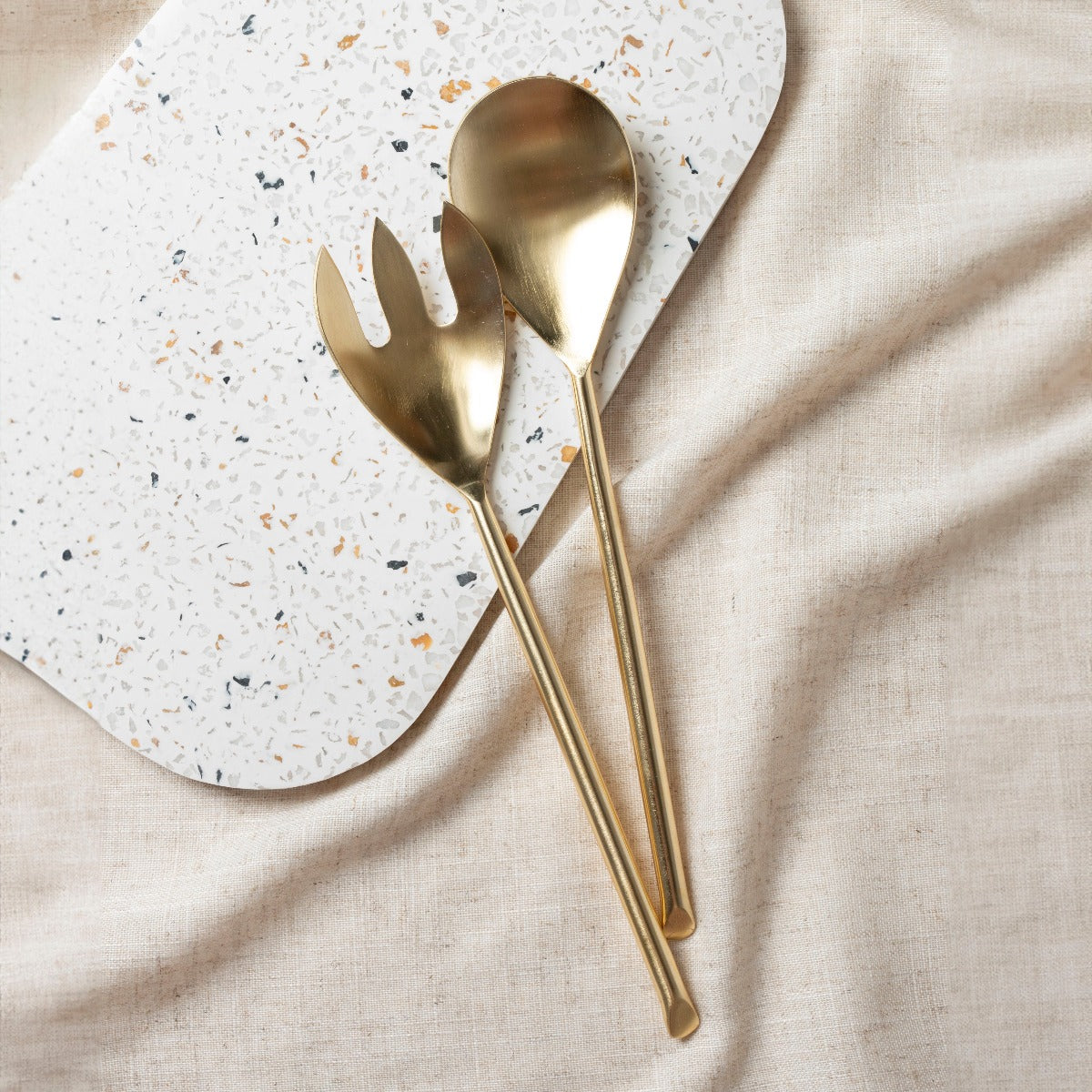 bianco home brushed gold salad servers