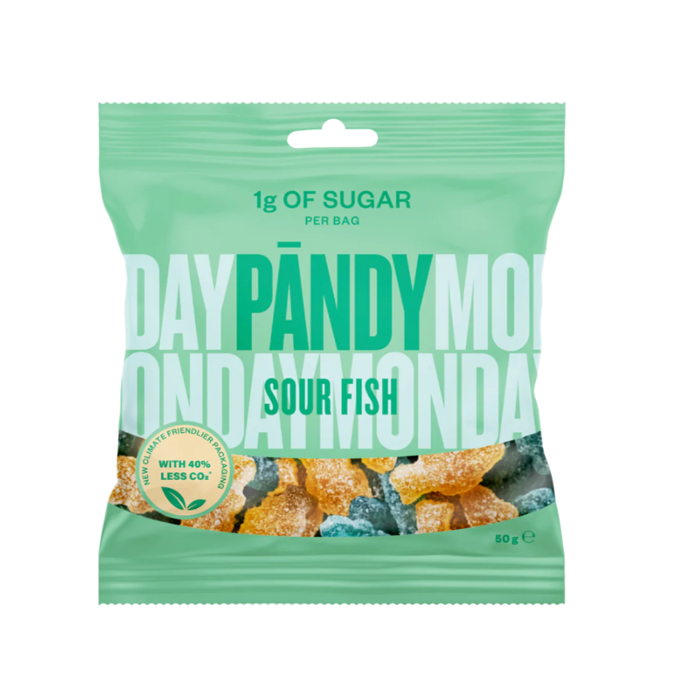 Pändy Sour Fish Candy – Swedish lemon and blueberry low sugar gummies