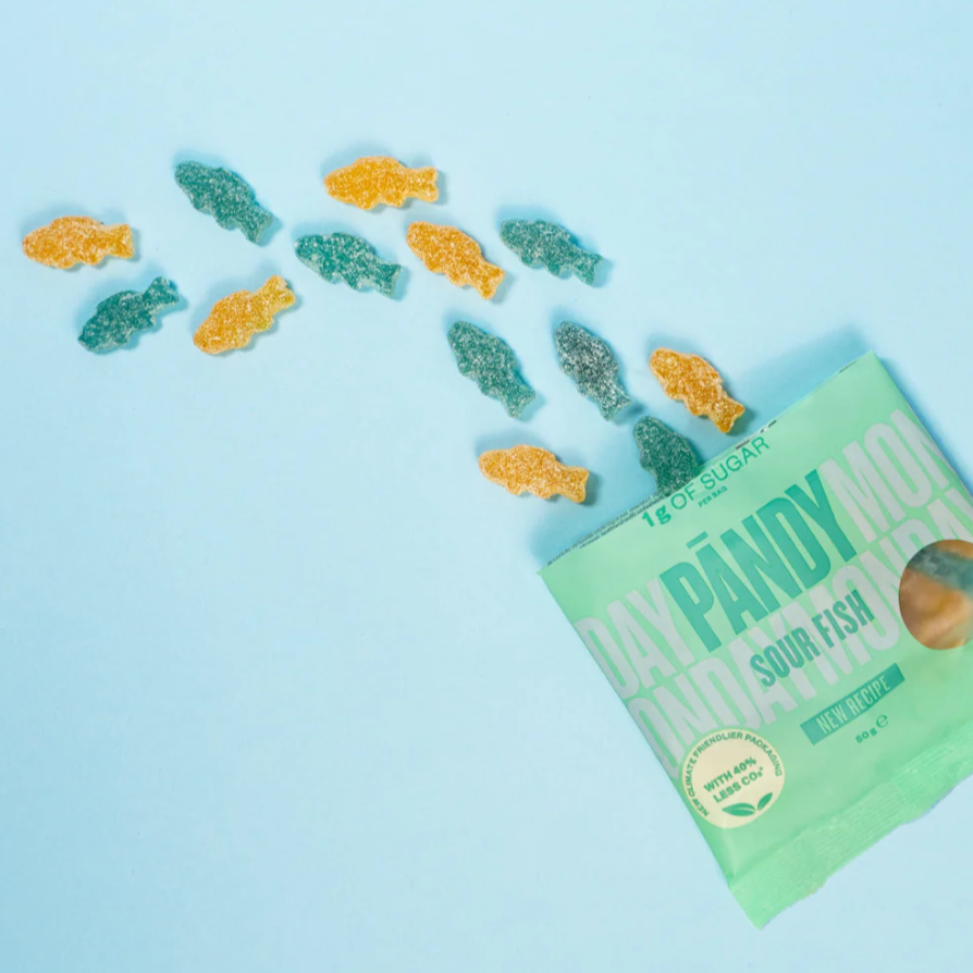 Low sugar Sour Fish candy by Pändy – fun Swedish gifting treat