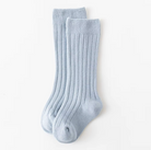 Flow + Fox Bluebell baby blue knee high baby socks in soft ribbed cotton