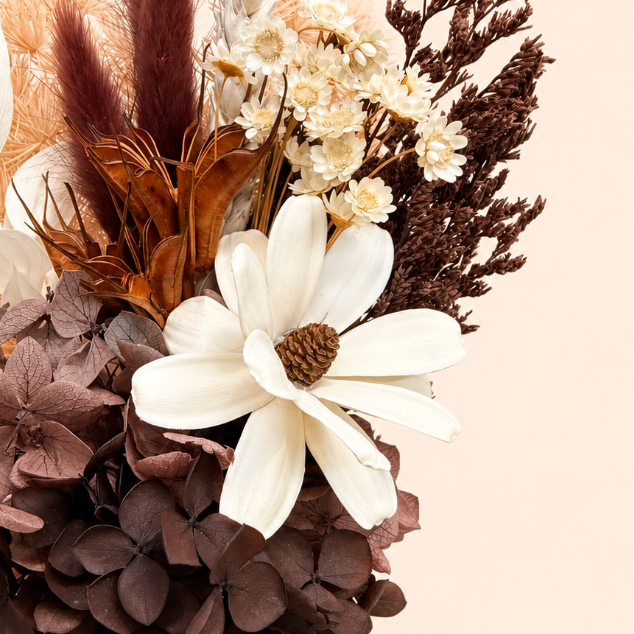 Brown and cream dried flower arrangement NZ