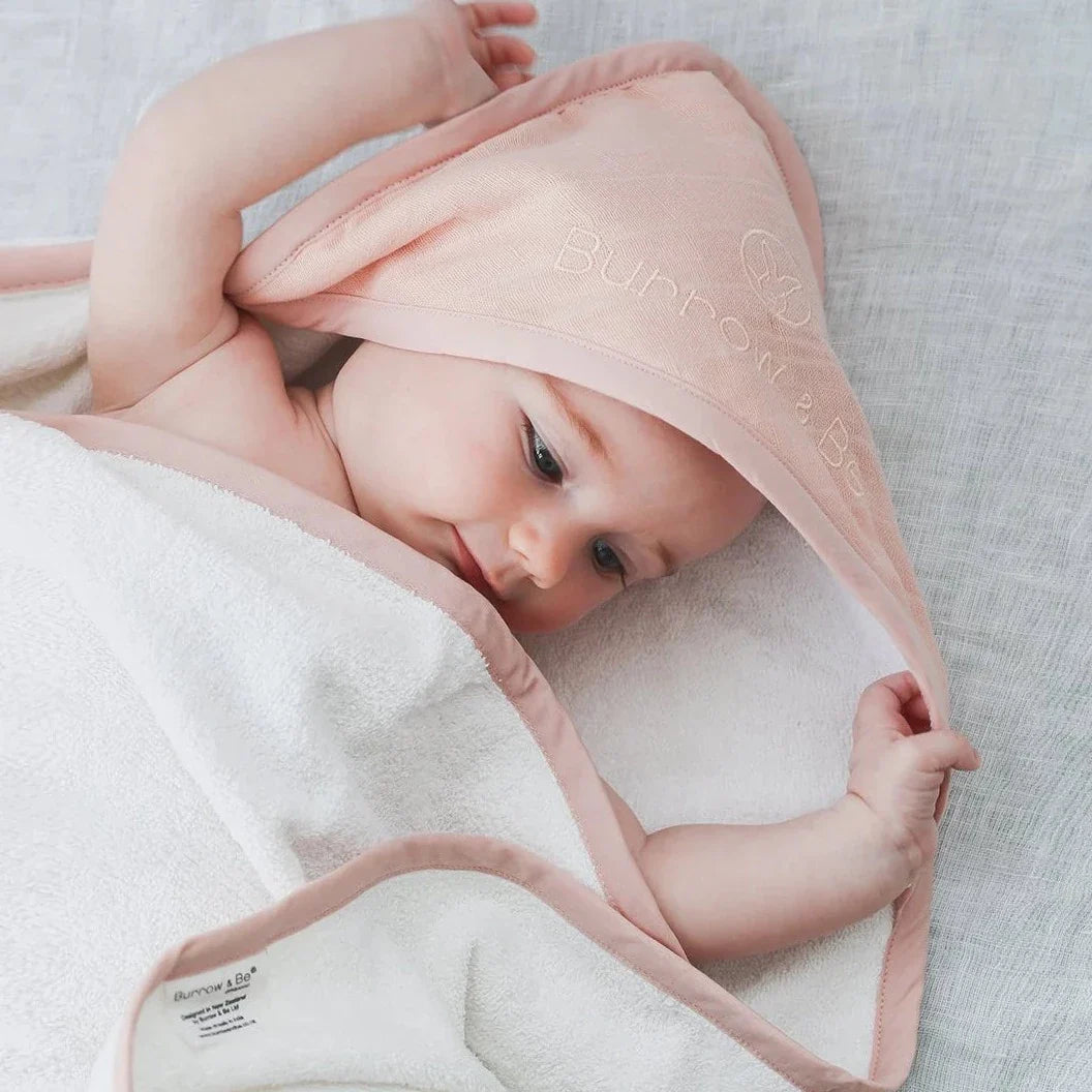 Baby hooded towel // blush - gift box nz