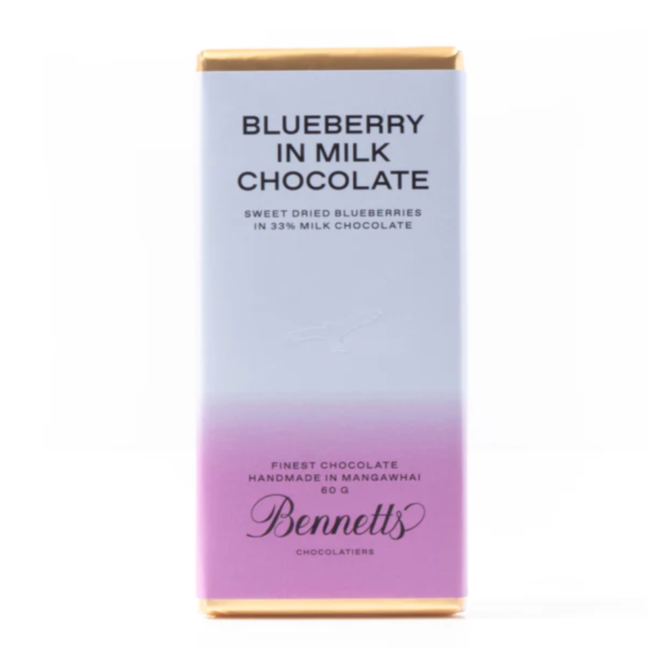 Bennetts blueberry milk chocolate bar NZ made chocolate gift