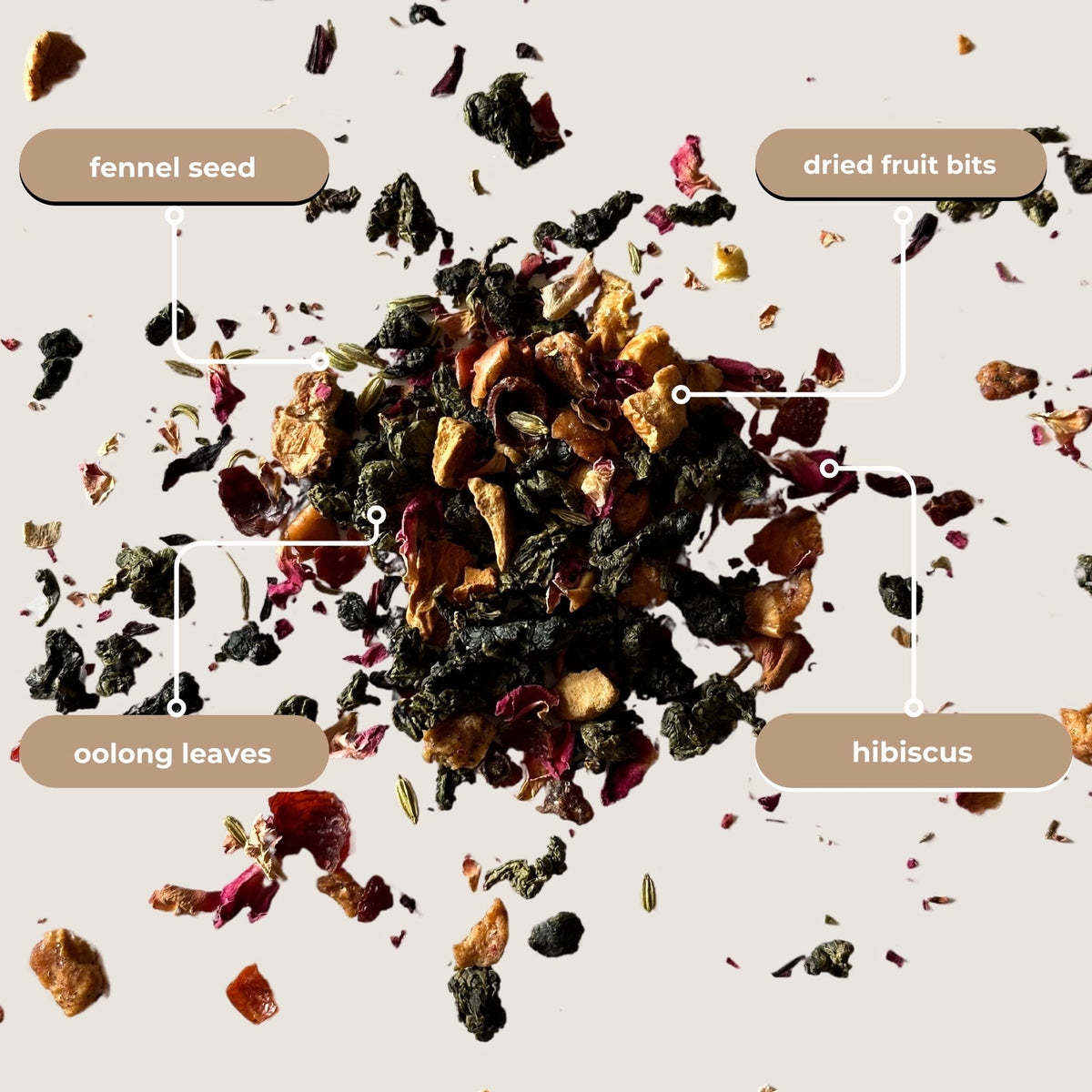 Fruity oolong tea gift with biodegradable pyramid tea sachets
