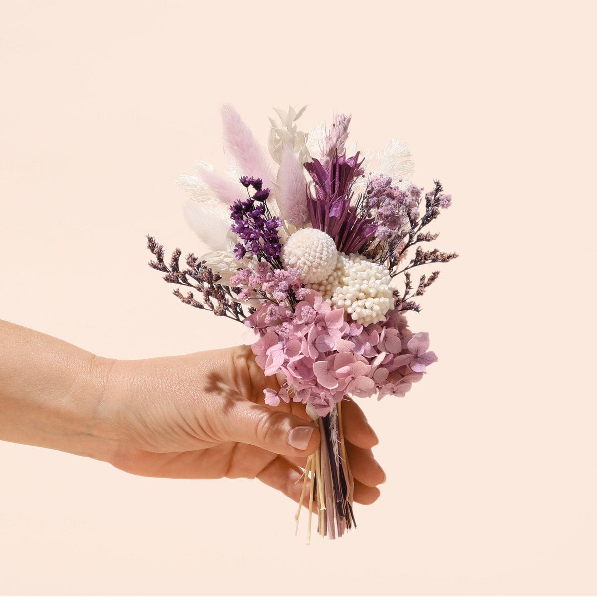 Isla mini purple and white dried flower arrangement