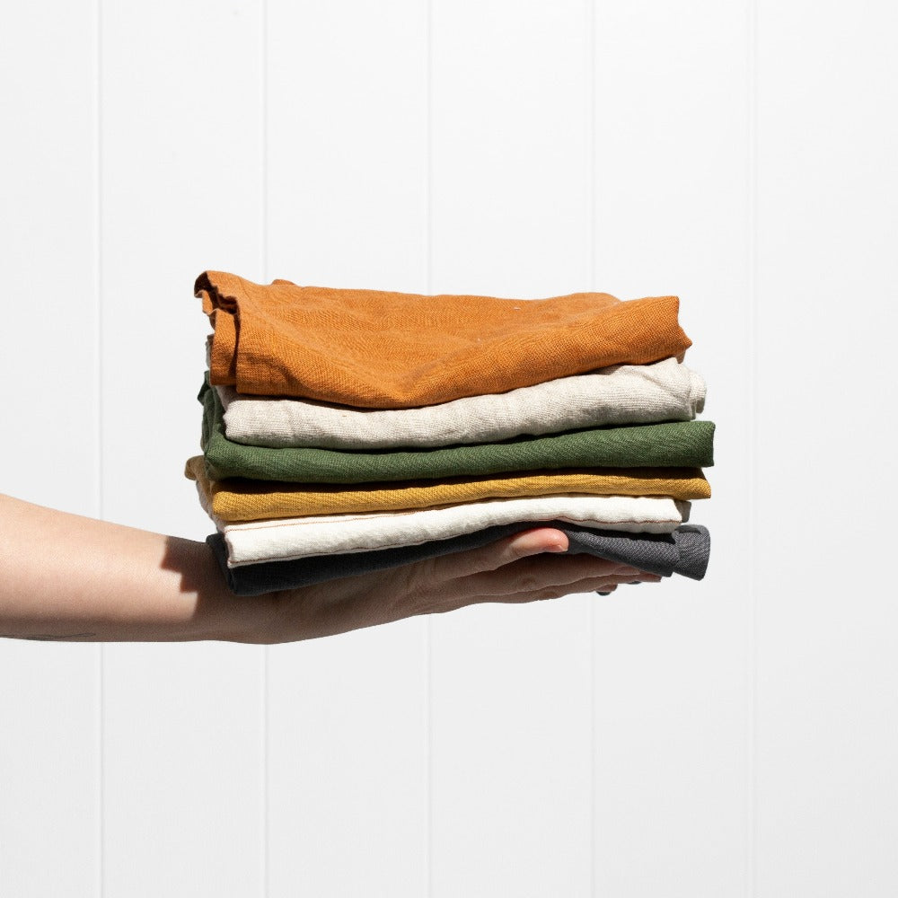Linen tea towel cocoa - gift box nz