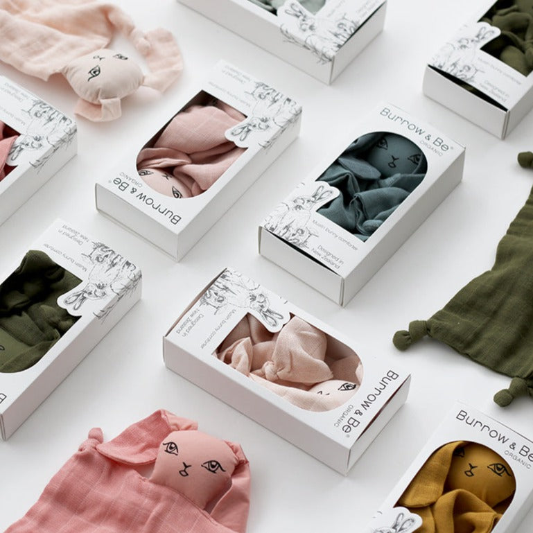 Muslin bunny comforter // storm - gift box nz