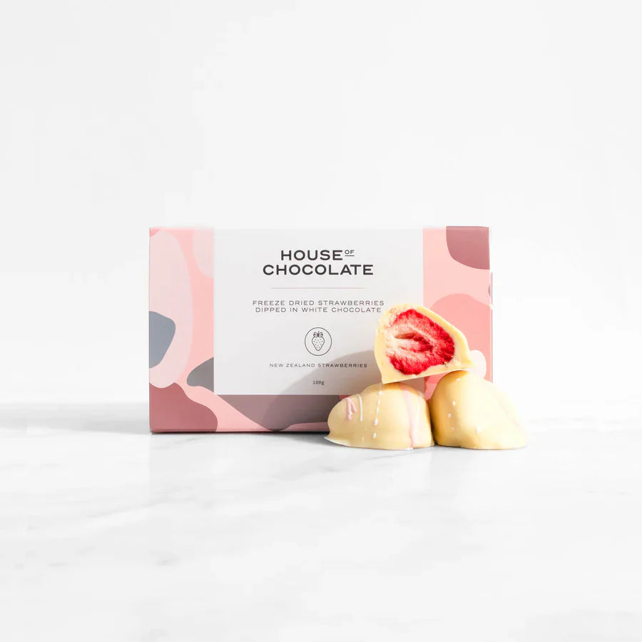 White chocolate freeze dried strawberries - gift box nz