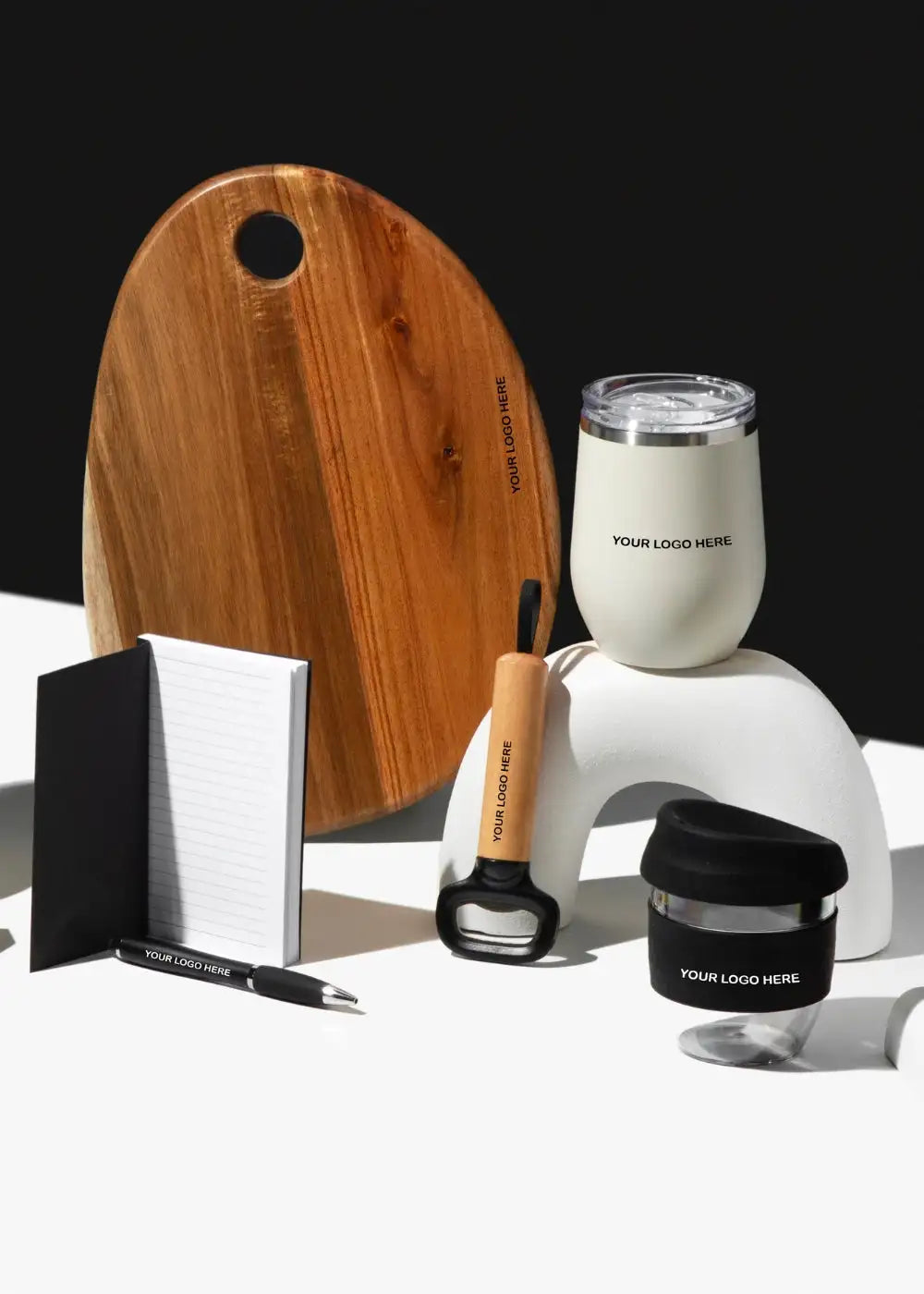 White insulated wine tumbler with a clear lid and silver rim