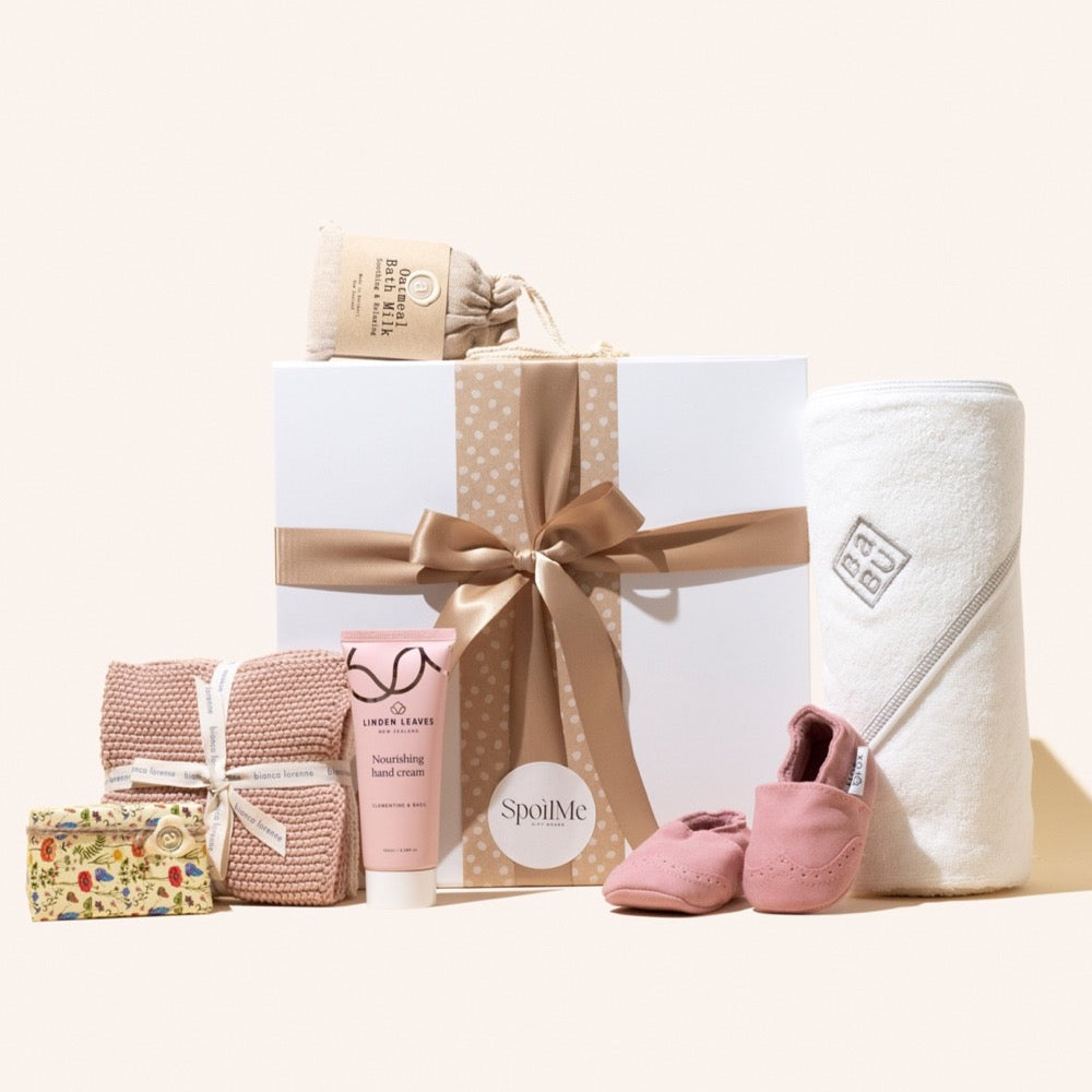 Baby bath time pink gift box