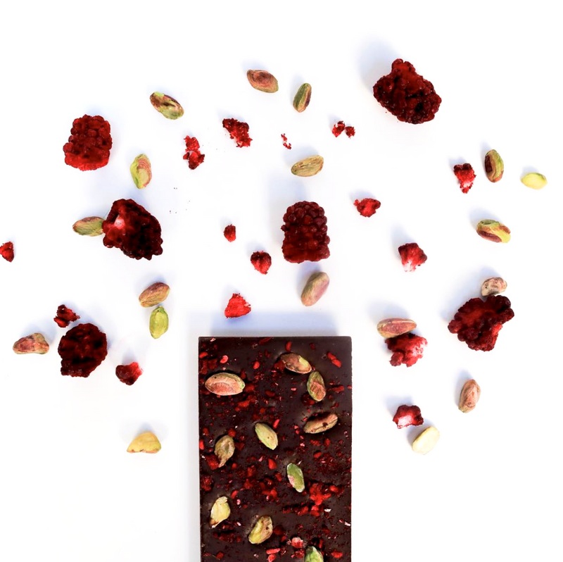 Handmade Chocolate Bar | Boysenberry & Pistachio